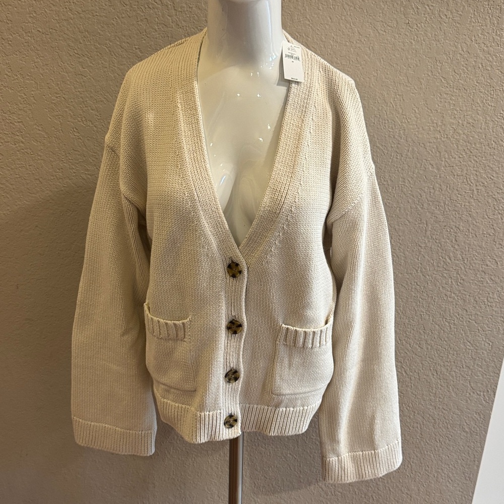GAP Cream Button-Up Cardigan
